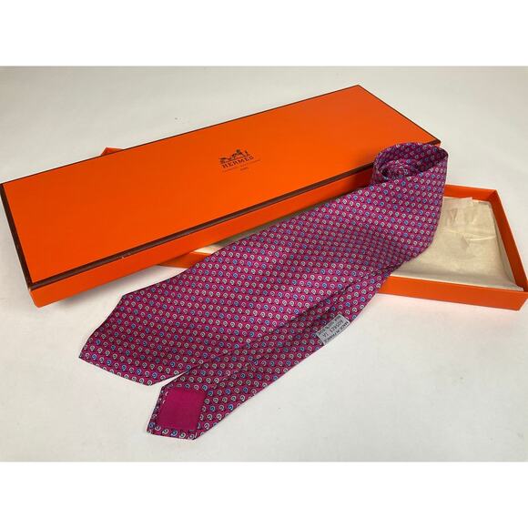 Men’s Hermes Snail 100% Silk Neck Tie REF: 605823 IA | No Box - Picture 2 of 3